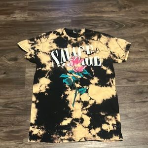 Size S heavy cotton say’s SAVAGE with a rose